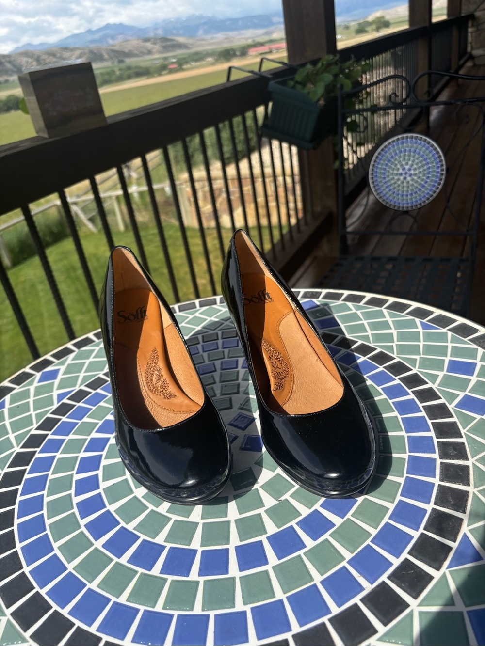 Sofft Black Patent Leather Platform Pumps